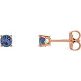 14K Rose 4 mm Natural Tanzanite Earrings